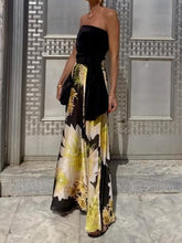 Black Tube Tops & Flower Printed Long Skirts Two-Piece Sets